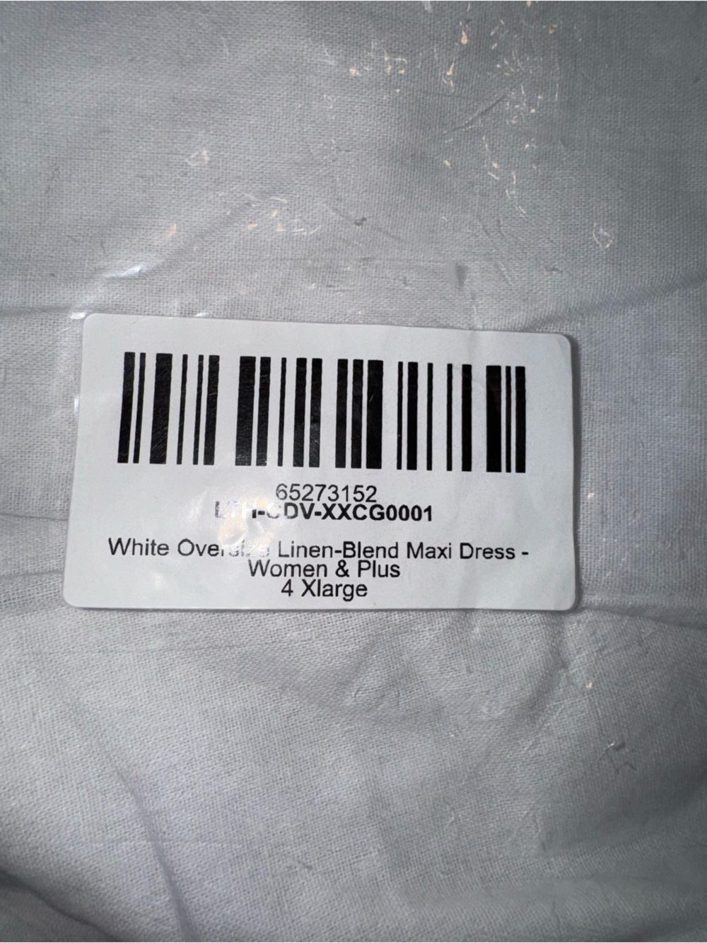White Linen-Blend Maxi Dress -4xL